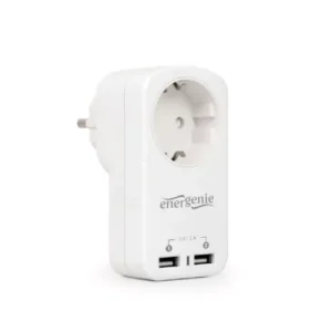 2-port USB charger with pass-through AC socket, 2.1 A