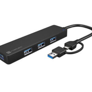 Natec Mayfly USB HUB 3.0 4-Port Type-C + USB-A Adapter Black
